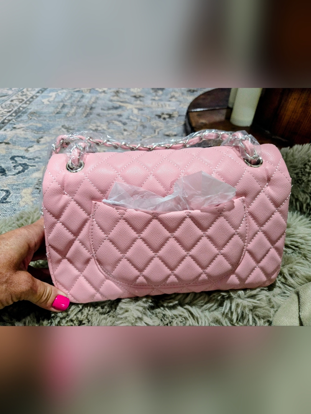 New Blush Pink Quilted Flap Bag - Vegan Leather, Mother's Day Gift Idea
